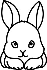 Coloring Page Outline of Cartoon Bunny. Cute Rabbits. Coloring Book for Kids.