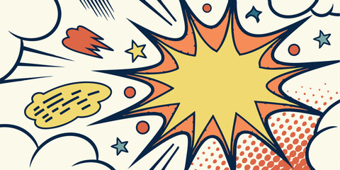 Retro Comic Book Explosion Pop Art Graphic Design Background