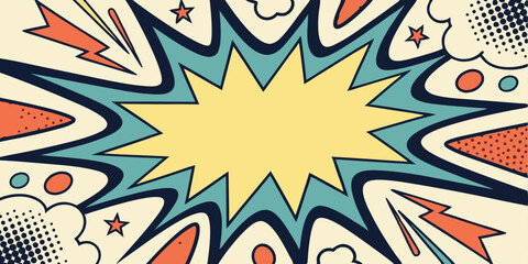 Obraz premium Retro Comic Book Style Explosion Pop Art Design Background