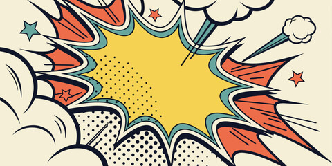 Retro Comic Book Explosion Pop Art Design Background Graphic