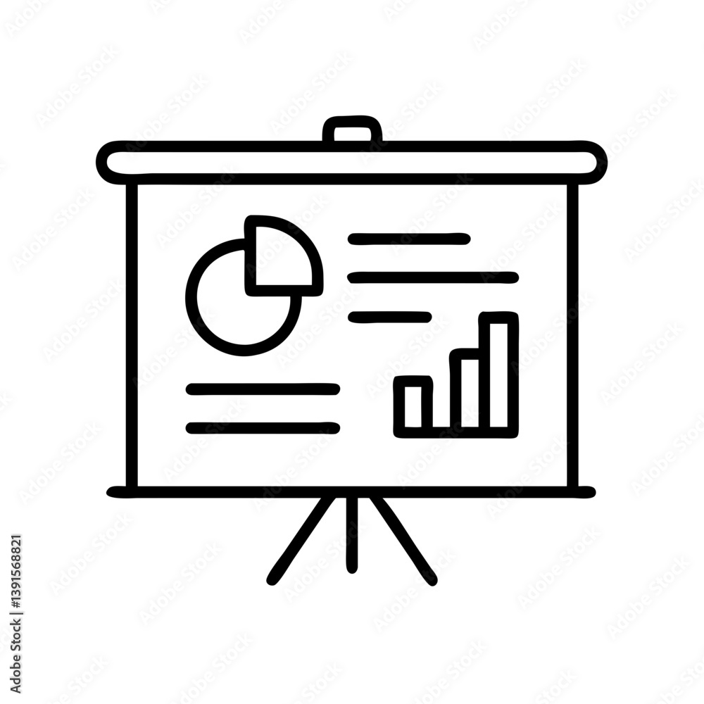 Poster presentation board with pie chart and bar graph for business meeting and data analysis planning