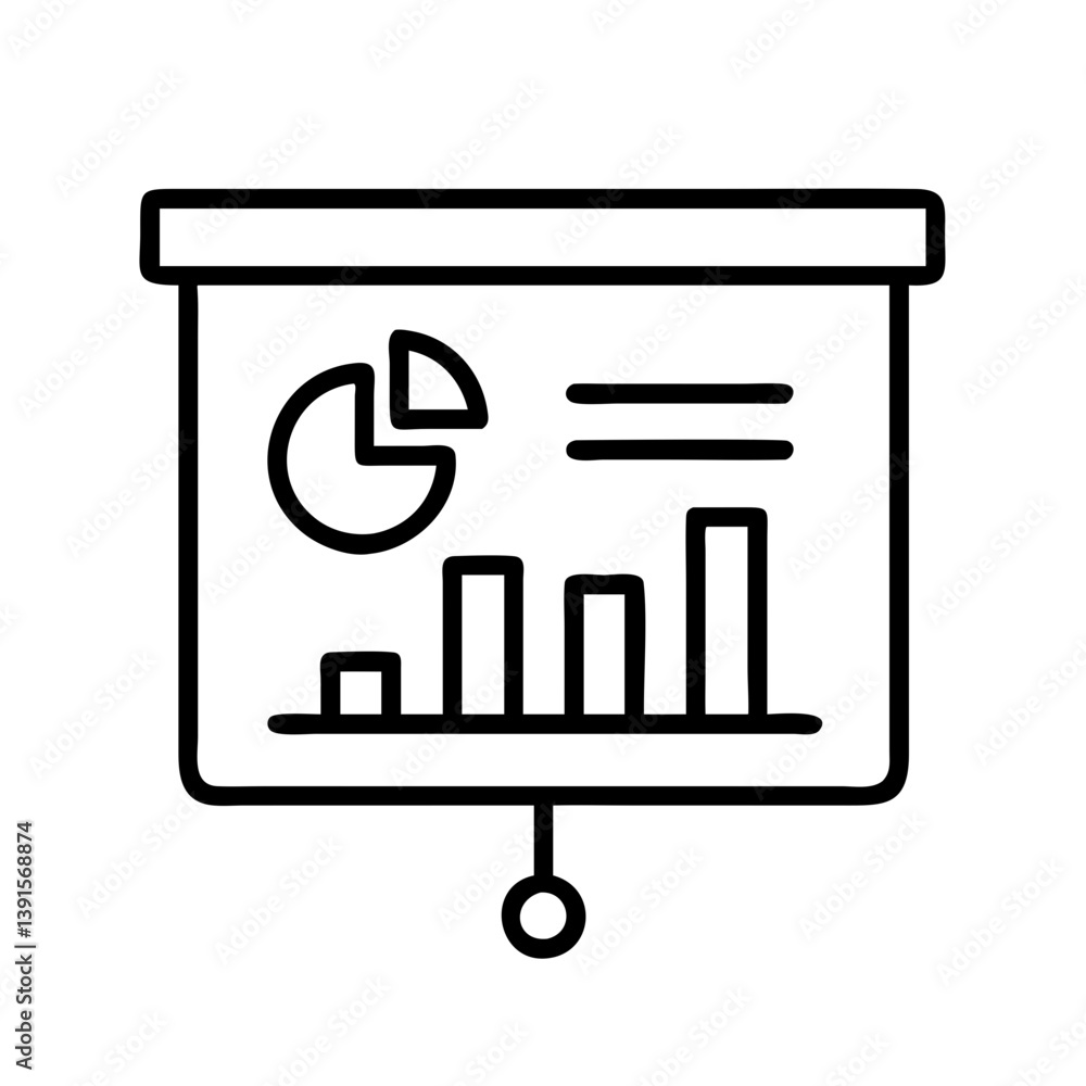 Poster presentation chart with bar graph and pie chart for business data analysis and report display view