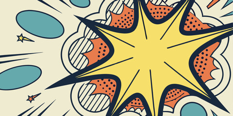 Obraz premium Retro Comic Book Explosion Pop Art Starburst Design