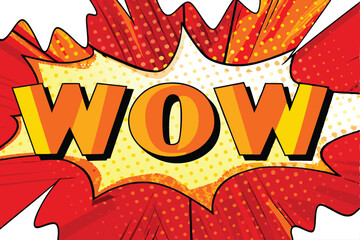 Comic Book Wow Explosion, Pop Art Style, Red and Yellow