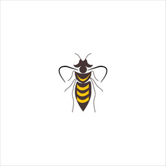 Wasp Icon Insect Design Yellow Stripes Bug Vector Illustration Minimal Clean Symmetry Art
