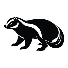 Fototapeta premium Stylized Black and White Illustration of a Standing Badger