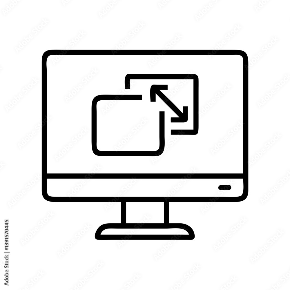 Poster computer screen maximize icon vector illustration for display settings and user interface design nee