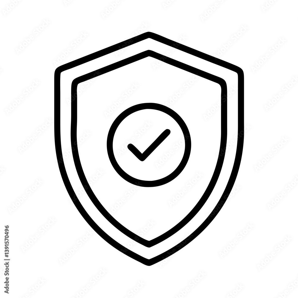 Poster security shield with check mark vector icon for protection and verification concept design element i