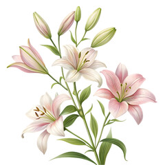 Obraz premium Pink Lilies: Floral Bouquet Illustration on transparent background