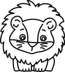Coloring Page Outline of Cartoon Lion. Wild Animals. Coloring Book for Kids.