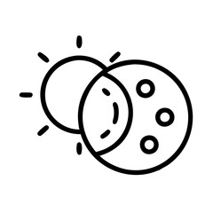 Solar eclipse vector icon illustration of sun and moon astronomical event outline drawing symbol graphic 