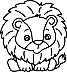 Coloring Page Outline of Cartoon Lion. Wild Animals. Coloring Book for Kids.