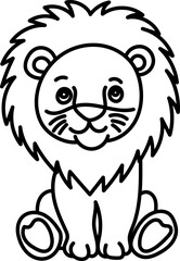 Coloring Page Outline of Cartoon Lion. Wild Animals. Coloring Book for Kids.