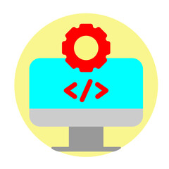 Software Development Outsourcing Vector Flat Icon Design