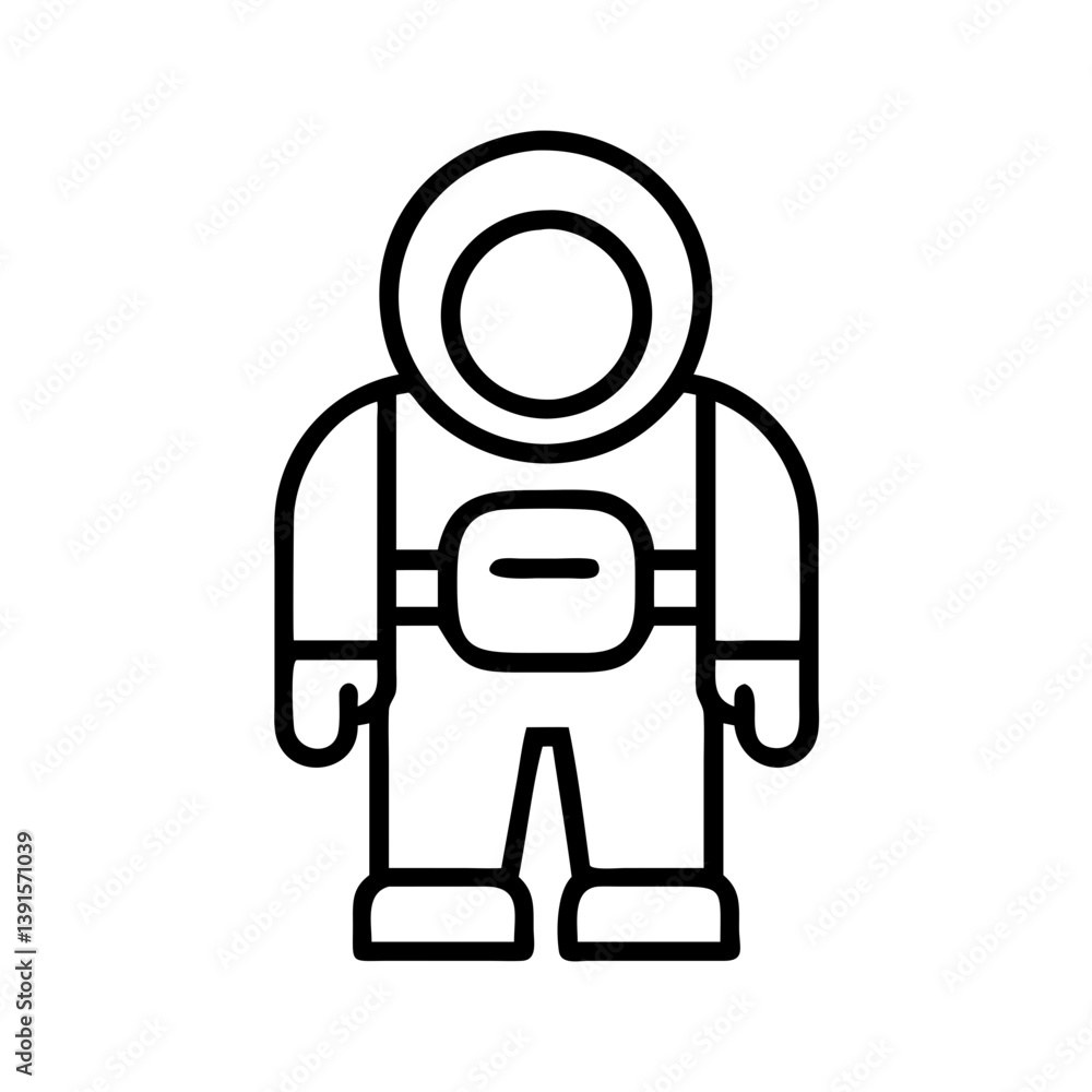 Poster astronaut space suit vector icon illustration for space exploration and science projects and educati