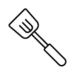 Outline spatula vector icon for cooking kitchen utensil design and food preparation illustration tool 