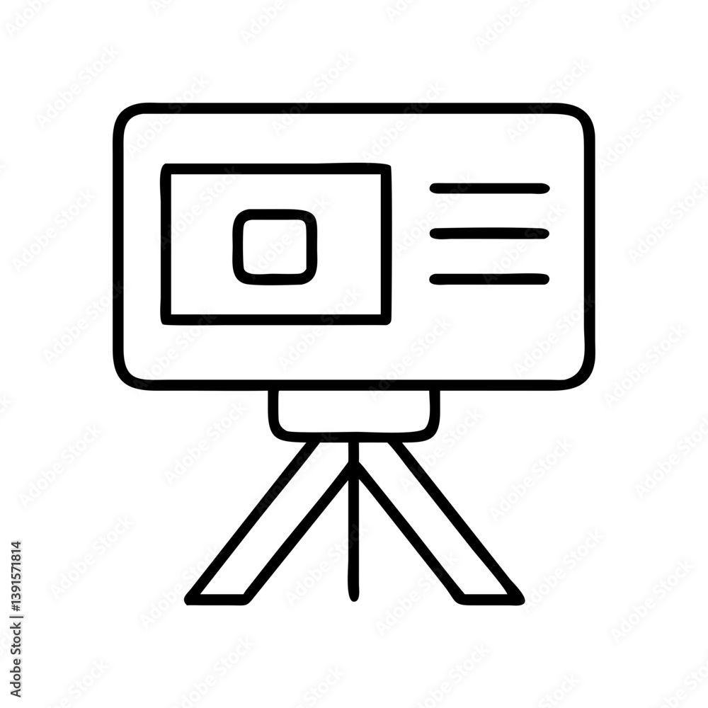 Poster presentation screen with tripod stand for business meeting and conference presentation icon vector
