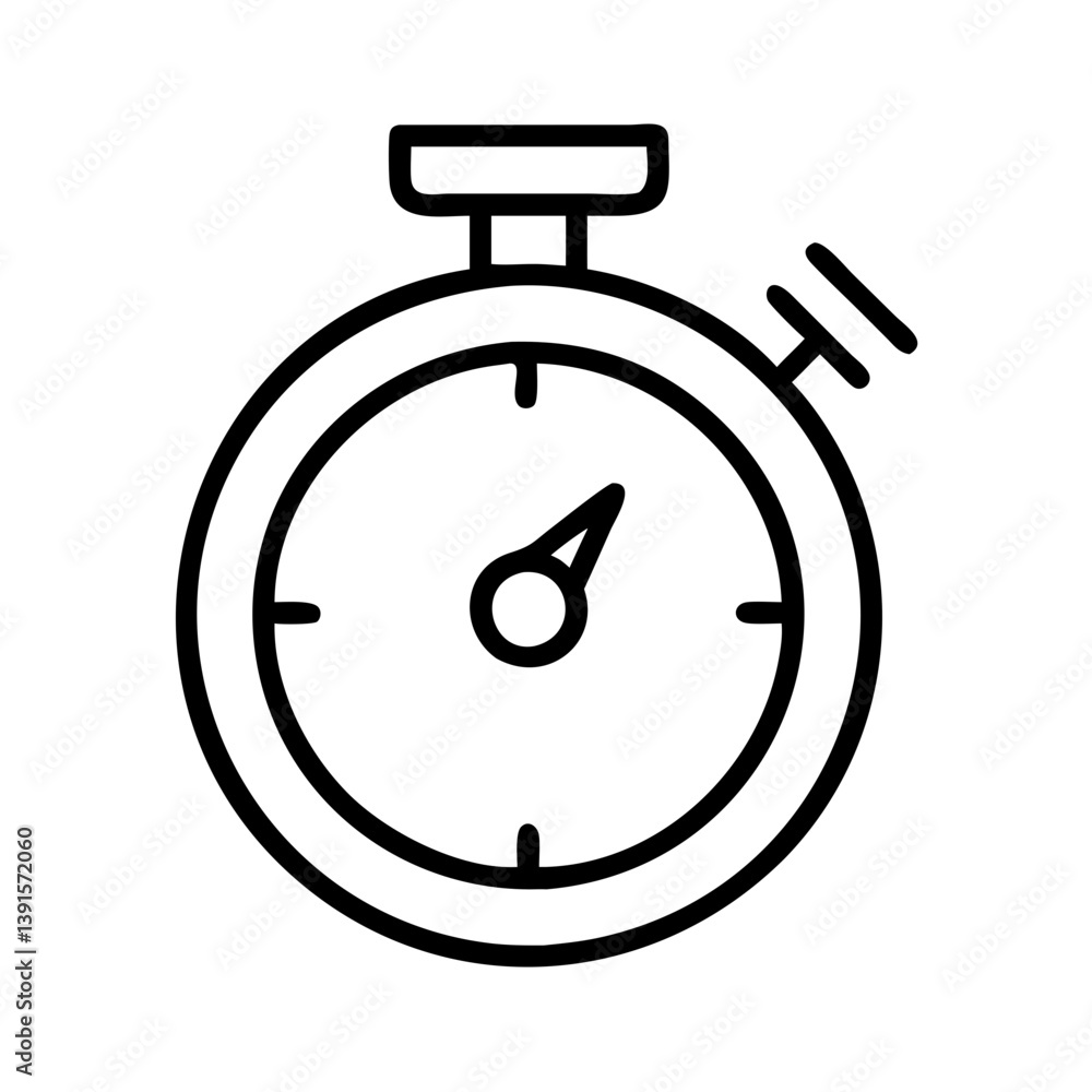 Poster stopwatch timer icon vector illustration for time management and productivity tracking in outline st
