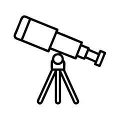 Telescope vector icon astronomy equipment for stargazing and celestial observation outline drawing design