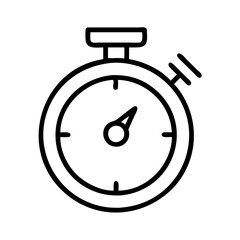 Stopwatch timer icon vector illustration for time management and productivity tracking in outline style