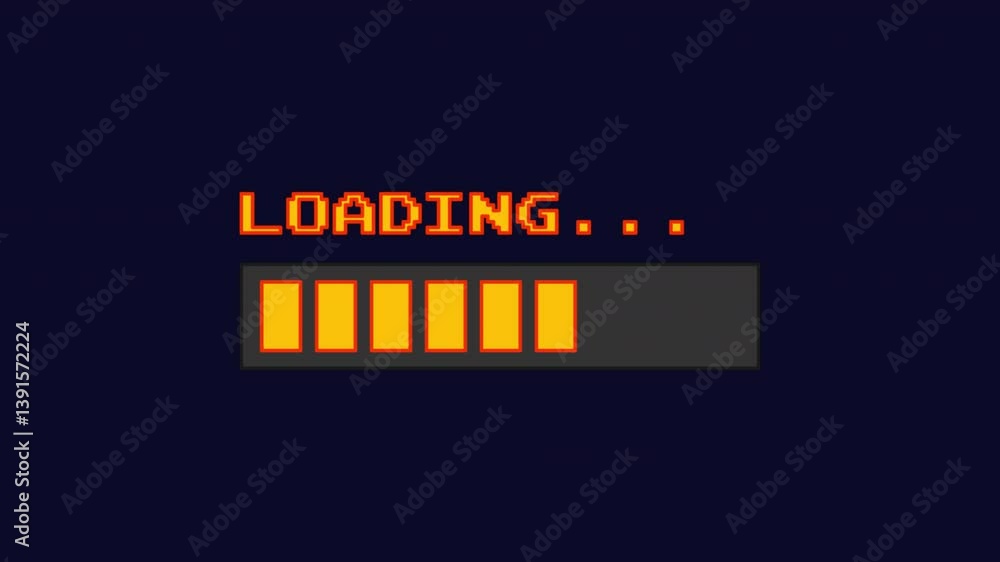 Poster animated loading icon with glitch effect. alpha channel