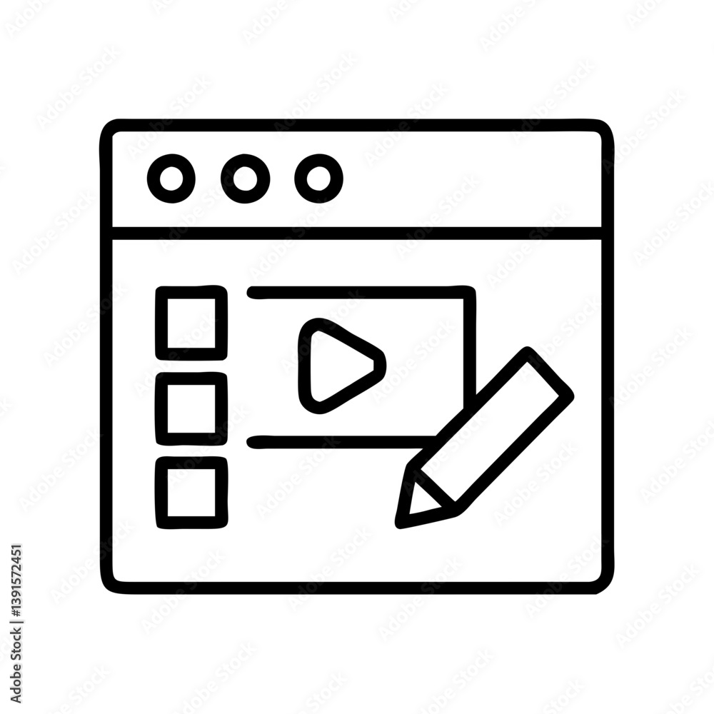 Poster video editing software tutorial online course with pencil icon for content creation and design tool