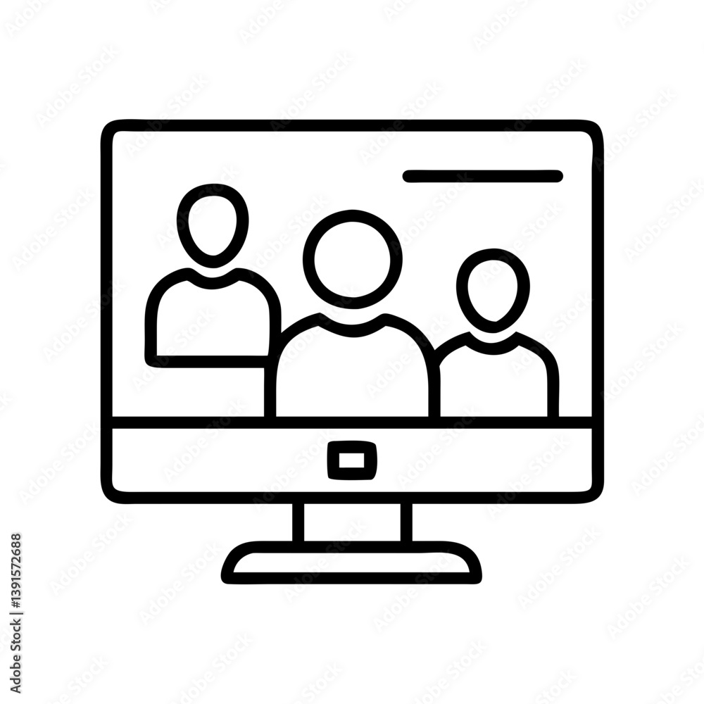 Poster online meeting conference call vector icon for remote work and virtual communication collaboration w