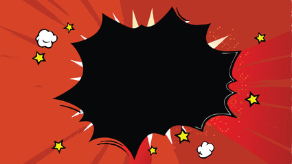 Obraz premium Comic Book Style Explosion Pop Art Red Background Design
