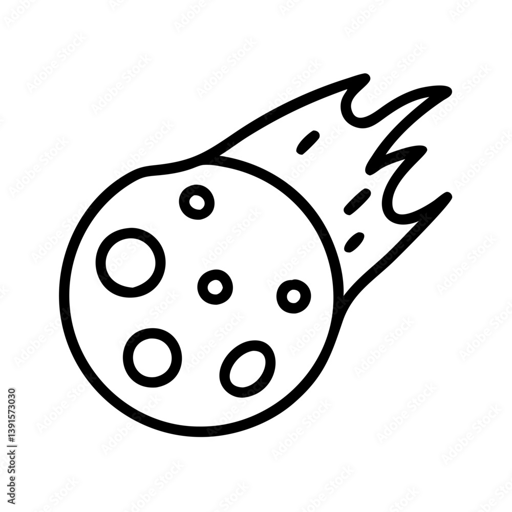Poster meteor shower icon vector illustration of comet with tail in space for astronomy science graphic des