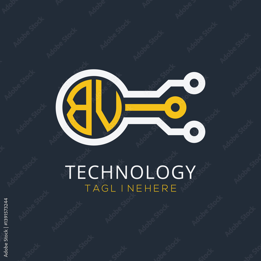 Fototapete initial monogram for technology logo with circle style design
