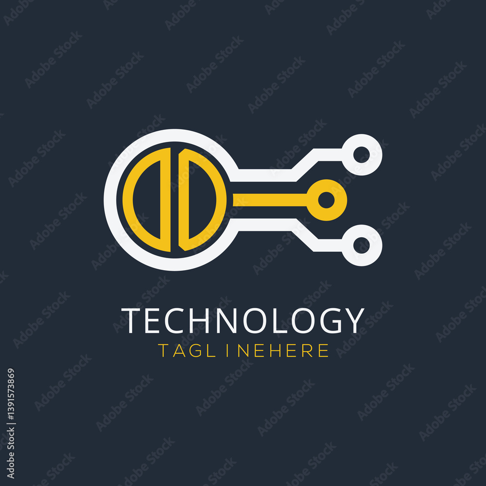 Fototapete initial monogram for technology logo with circle style design