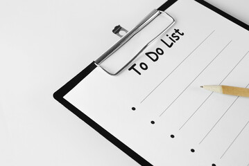 to do list on clipboard background isolated on white