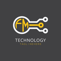 initial monogram for technology logo with circle style design