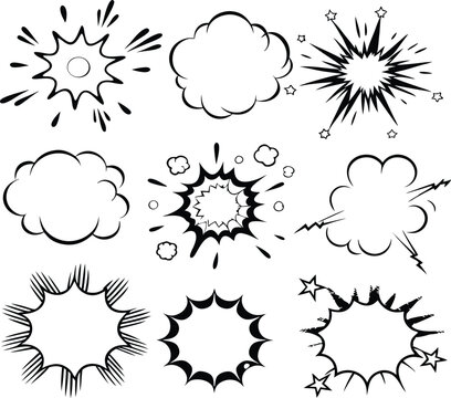 Comic Book Style Speech Bubbles, Explosions, and Word Balloons