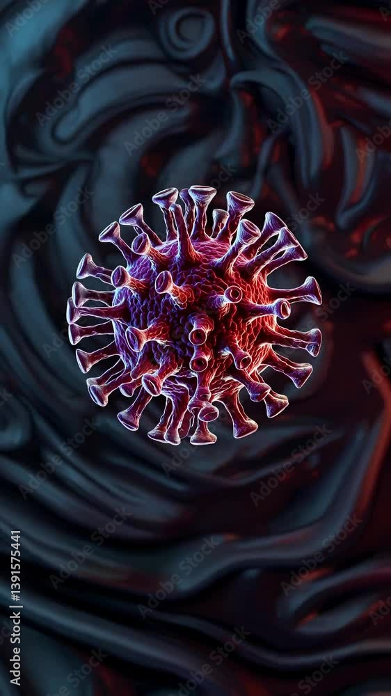 Poster 3d rotating virus model on abstract background with simple design