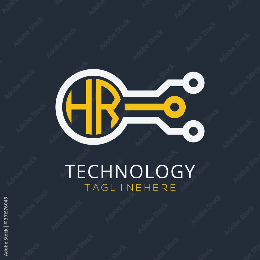 Fototapete initial monogram for technology logo with circle style design