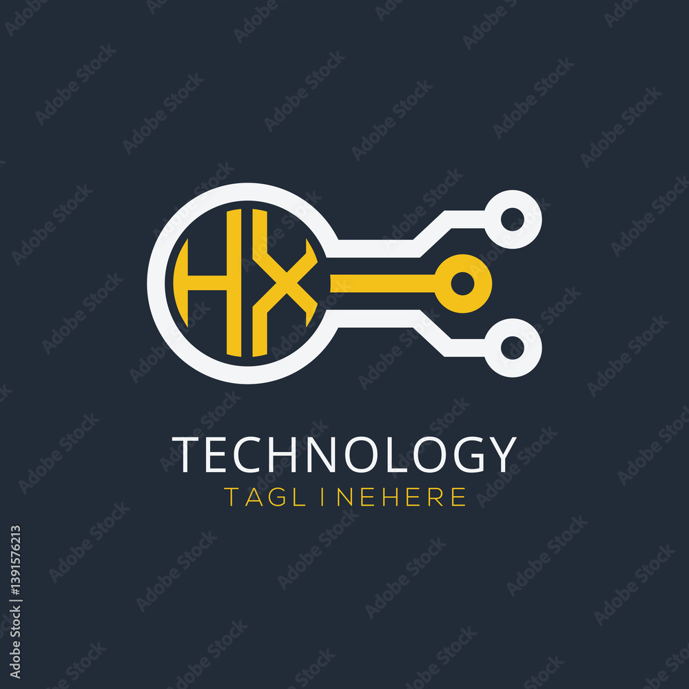 Fototapete initial monogram for technology logo with circle style design