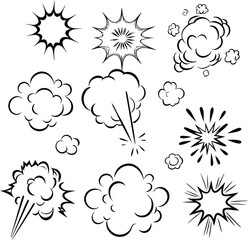 Comic Book Explosions Black and White Smoke, Burst Effects