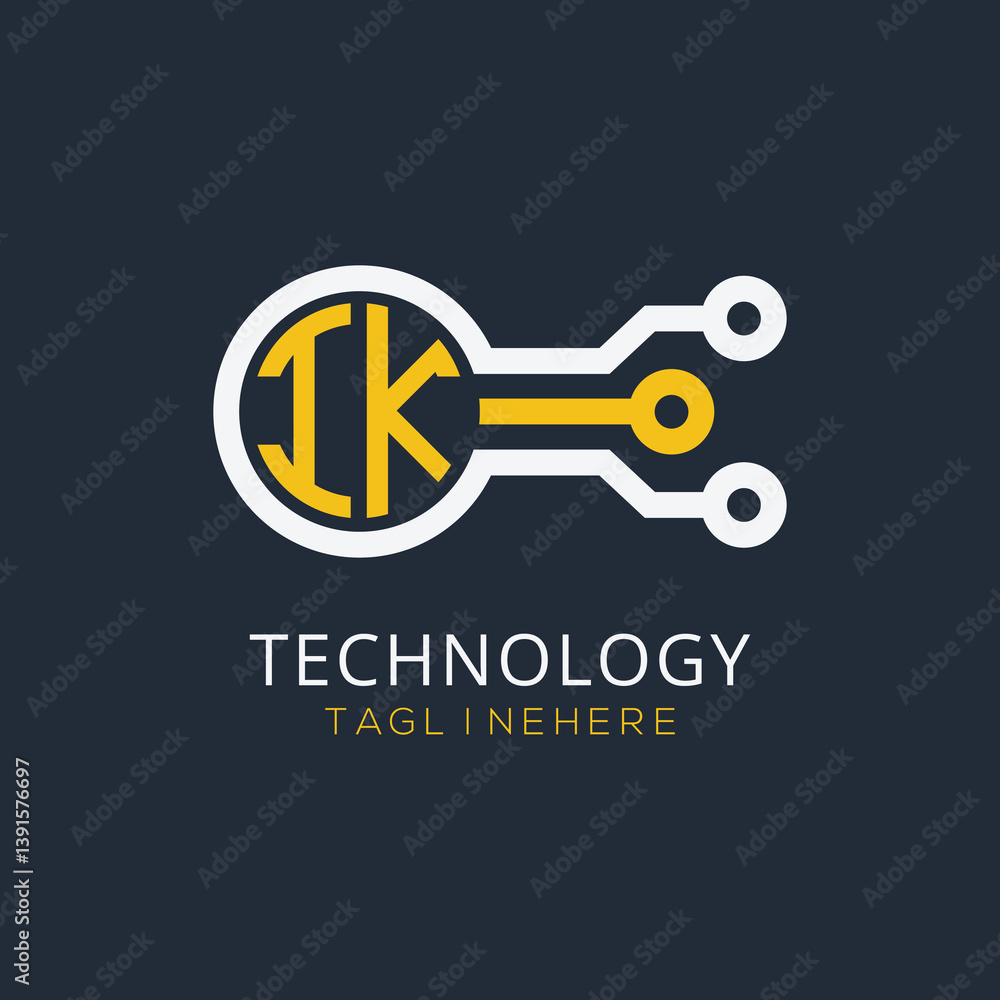 Fototapete initial monogram for technology logo with circle style design