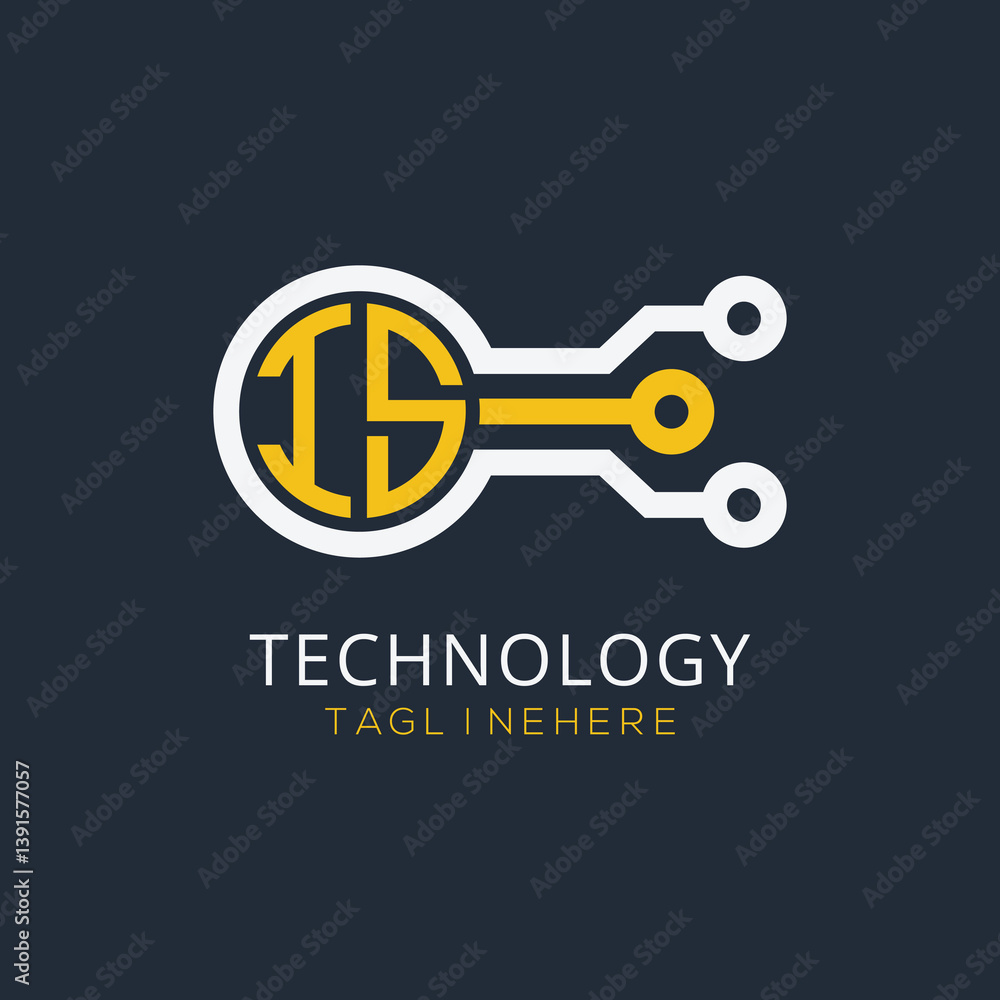 Fototapete initial monogram for technology logo with circle style design