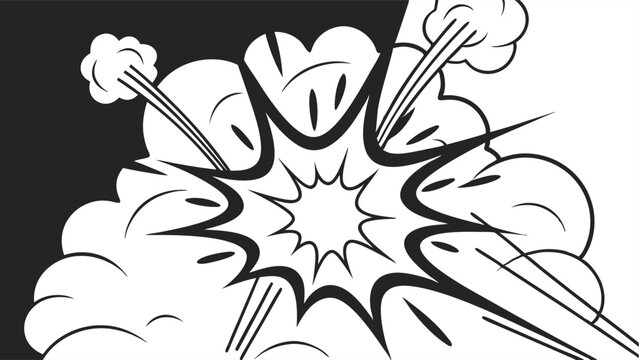 Comic Book Style Explosion, Black and White Blast Graphic