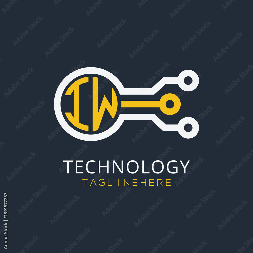 Fototapete initial monogram for technology logo with circle style design