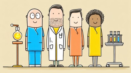 Diverse Medical Team Cartoon Illustration