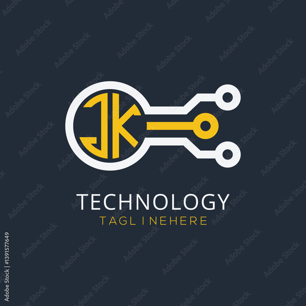 Fototapete initial monogram for technology logo with circle style design