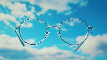 Round glasses, sky backdrop, vision (1)