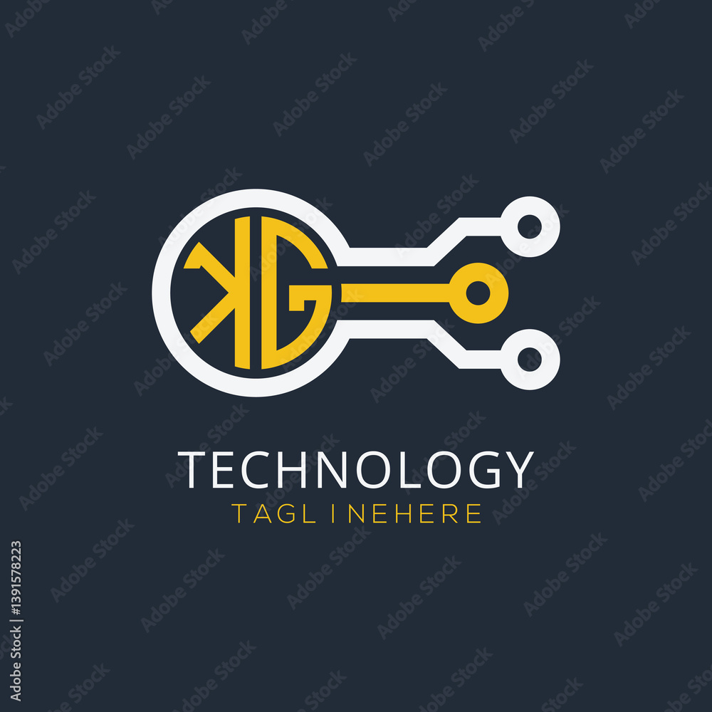 Fototapete initial monogram for technology logo with circle style design