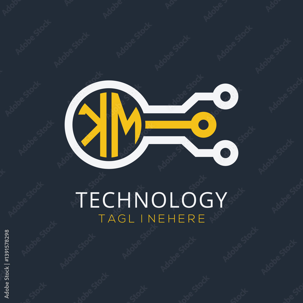 Fototapete initial monogram for technology logo with circle style design