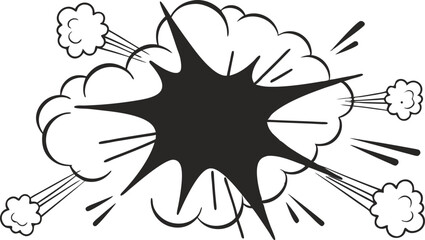 Comic Book Explosion, Black and White, Graphic Design, Pop Art, Dynamic, Powerful, Impactful, Visual