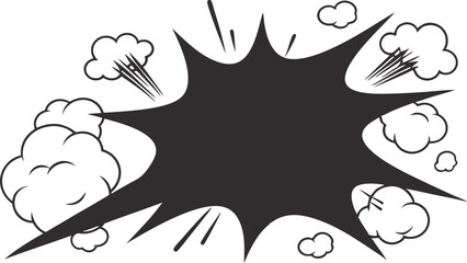 Comic Book Explosion Graphic Design, Black and White, Impact, Pow, Bang, Blast