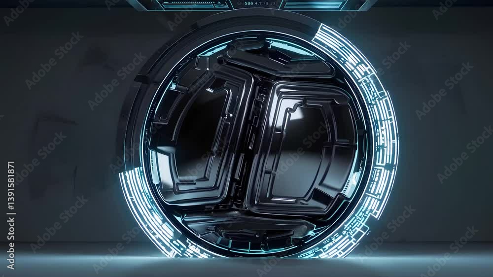 Poster futuristic time machine concept with sleek design and interface